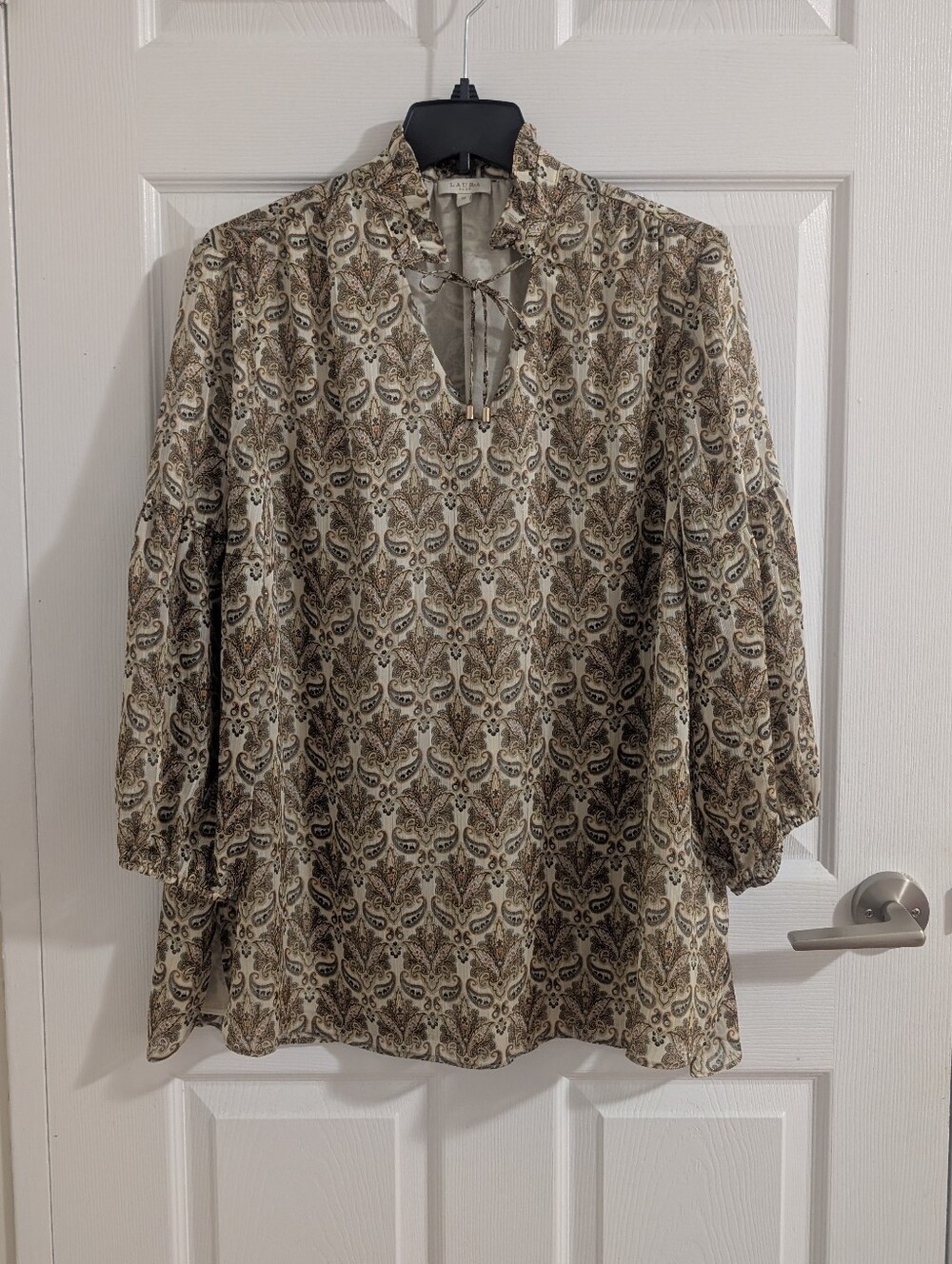 Laura Plus Gold Lurex Paisley Blouse Metallic Boho Chic Evening Romantic  Top 16